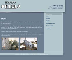 Spletna stran Tiskarne Artelj